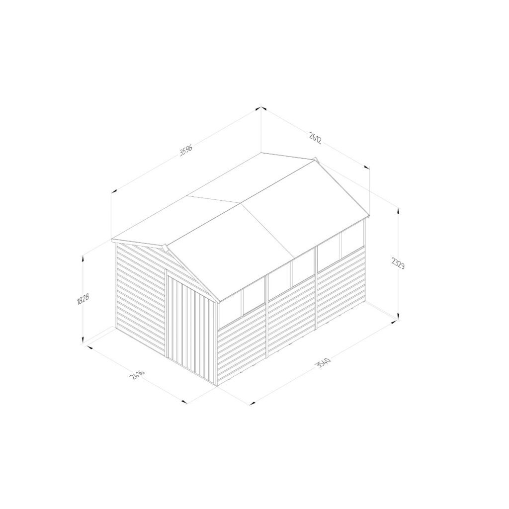 Beckwood 8×12 Apex Shed – 6 Windows – Double Door with Installation 5013053197424 2
